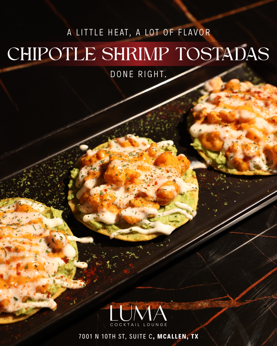 LUMA Chipotle Shrimp Tostadas